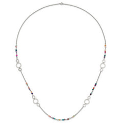 Chisel Stainless Steel Polished with Multi-colored Agate Beaded 35.5 inch Necklace