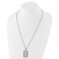 Chisel Stainelss Steel Polished Scratch Finish Center Dog Tag on a 24 inch Ball Chain Necklace