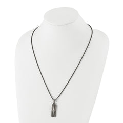 Chisel Stainless Steel Antiqued White Bronze-plated CZ Pendant on a 24 inch Box Chain Necklace