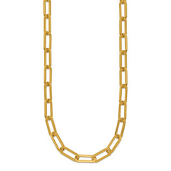 Chisel Stainless Steel Polished Yellow IP-plated Enlongated Open Link Paperclip 24 inch Chain Necklace