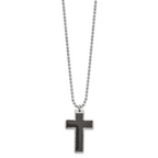 Carbon Fiber Cross Pendant Necklace in Stainless Steel