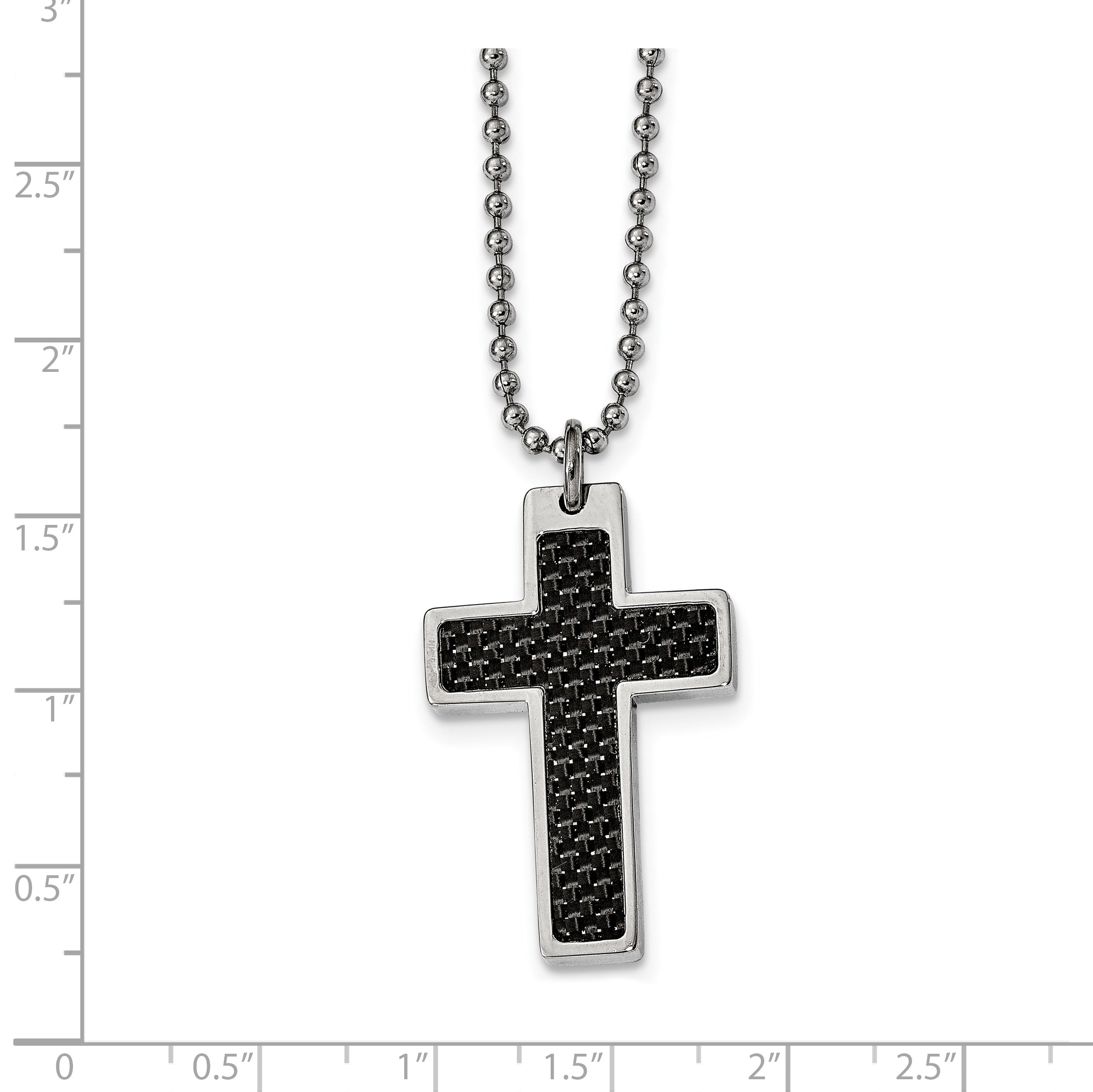 Carbon Fiber Cross Pendant Necklace in Stainless Steel