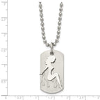 Stainless Steel Brushed & Polished Woman Silhouette Dog Tag 22in Necklace