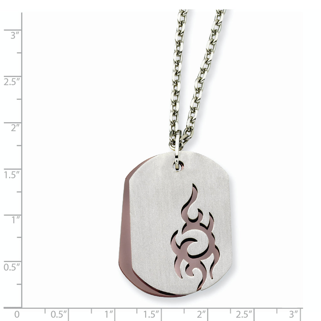 Brown IP-Plated Dog Tag Necklace in Stainless Steel