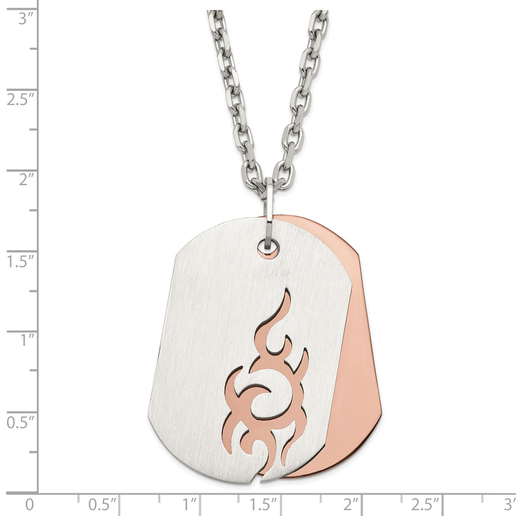 Brown IP-Plated Dog Tag Necklace in Stainless Steel