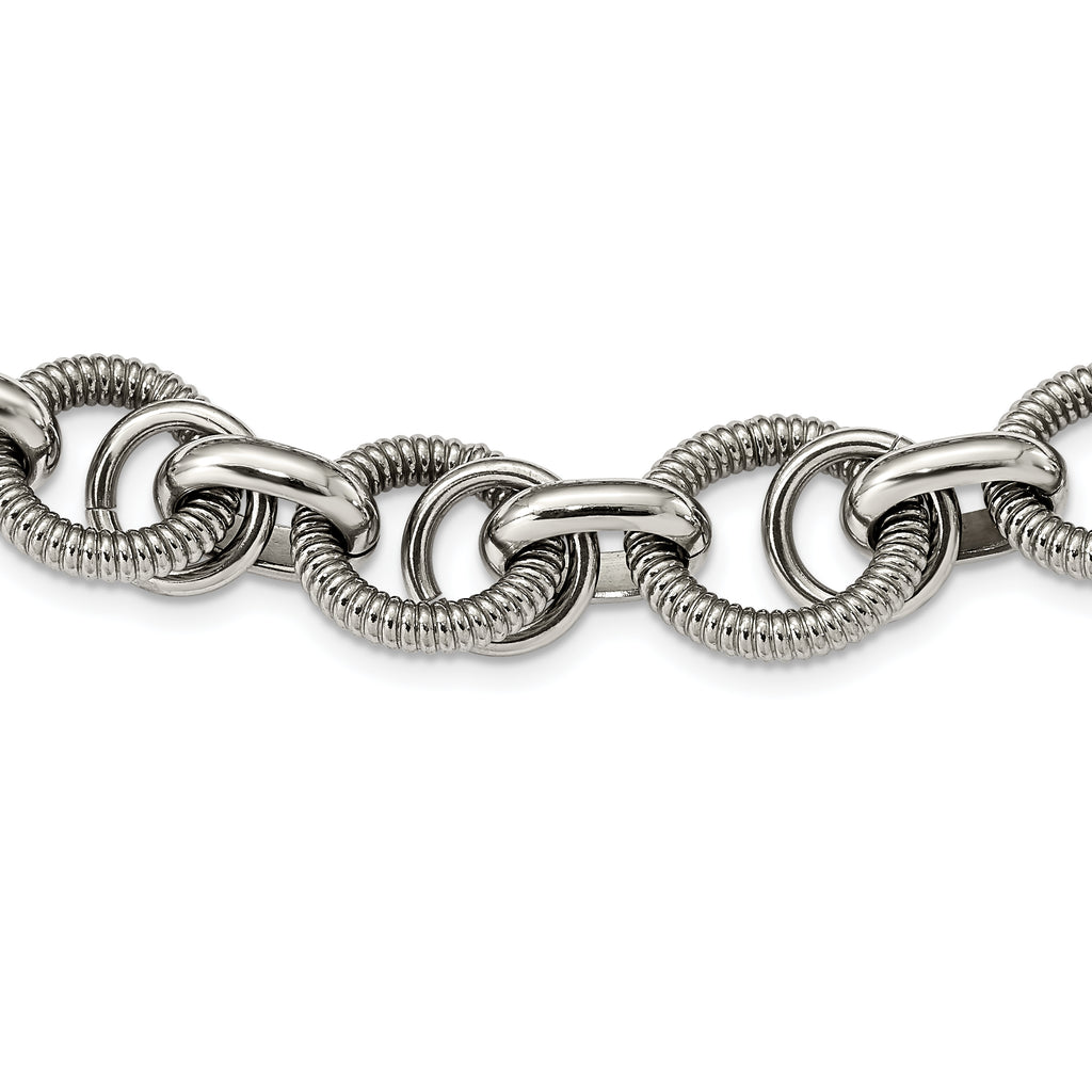 Polished Fancy Link Necklace in Stainless Steel