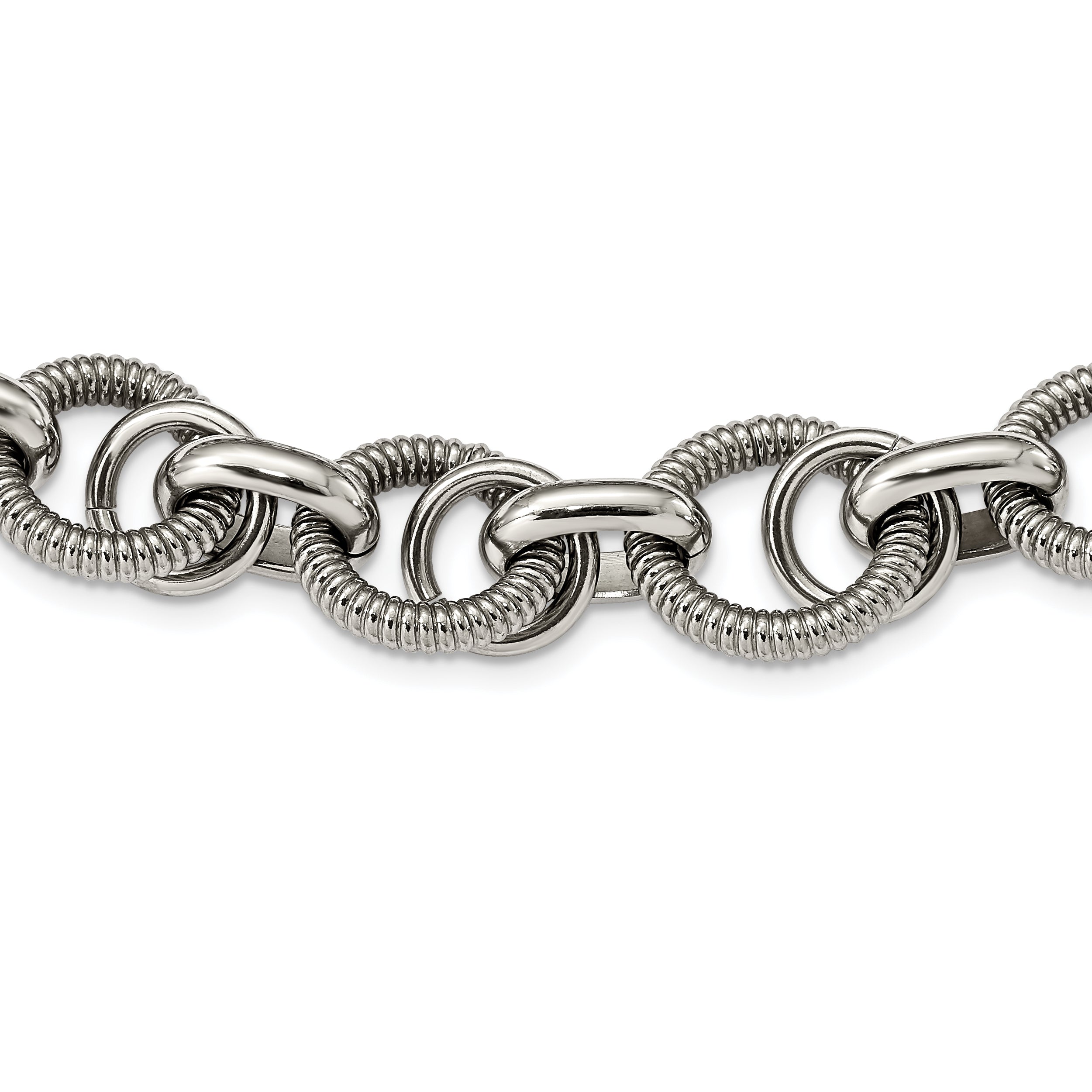 Polished Fancy Link Necklace in Stainless Steel