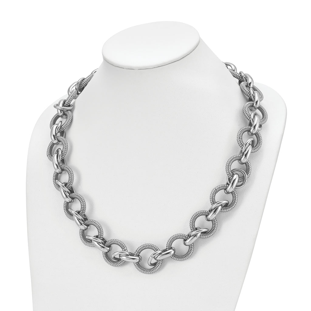 Polished Fancy Link Necklace in Stainless Steel