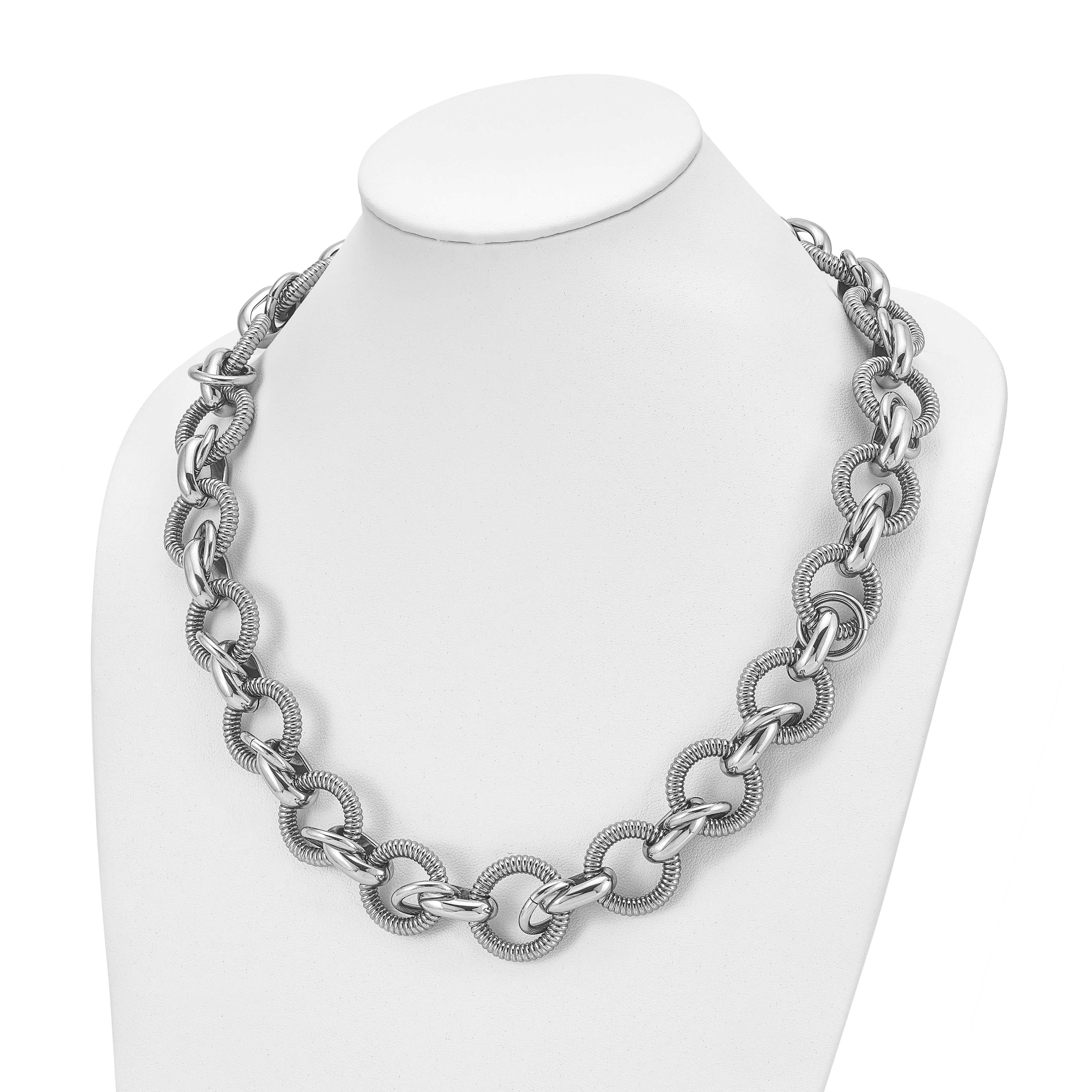 Polished Fancy Link Necklace in Stainless Steel
