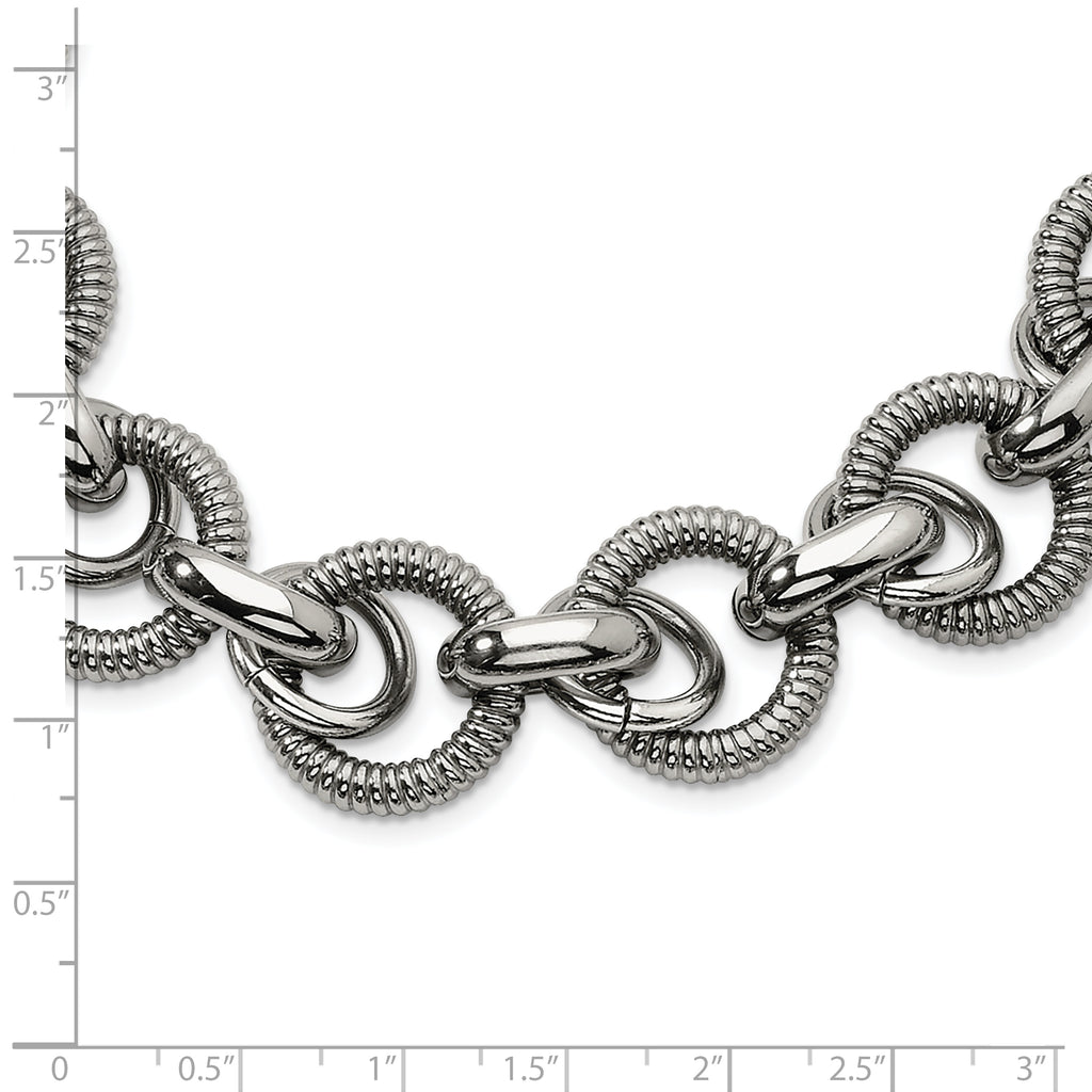 Polished Fancy Link Necklace in Stainless Steel