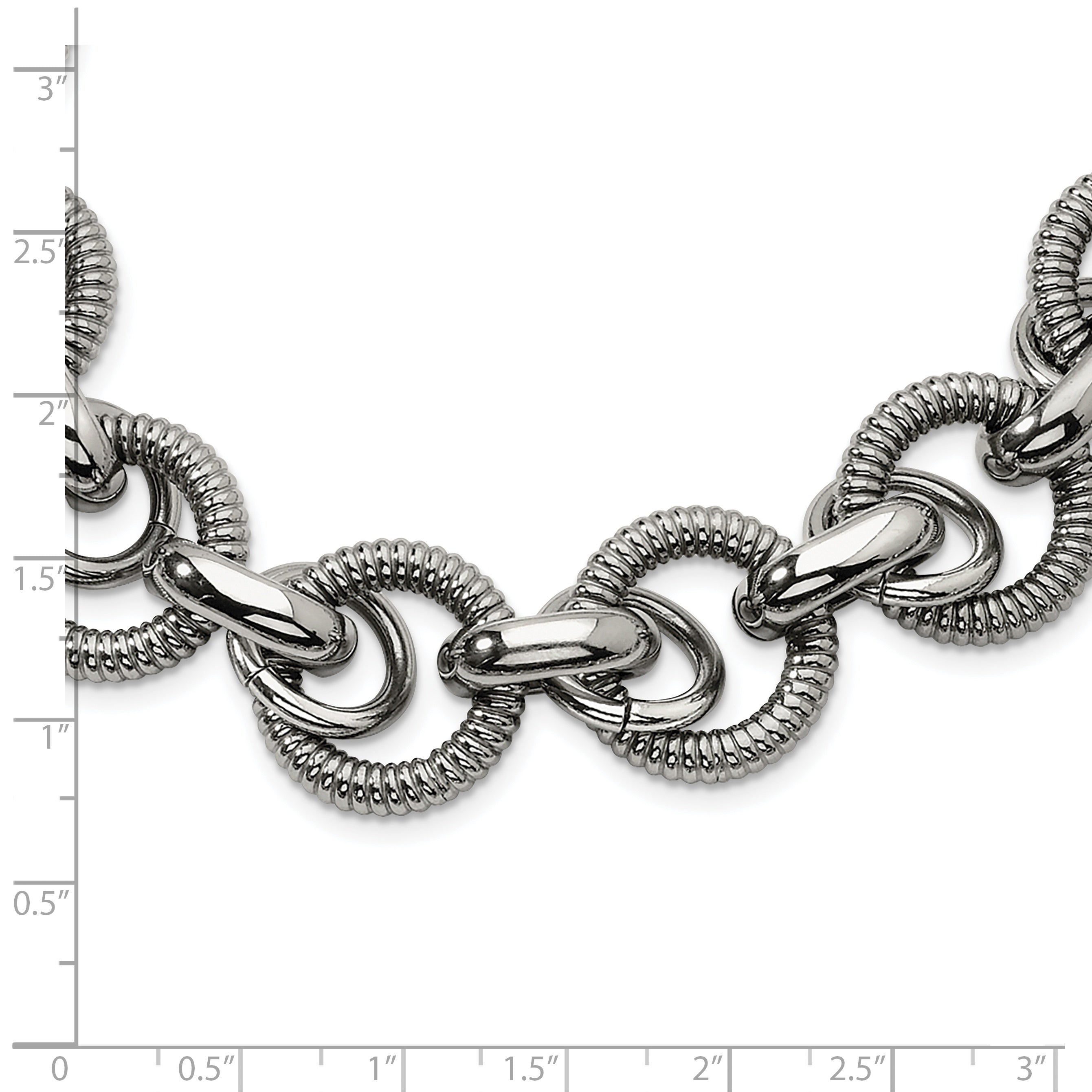 Polished Fancy Link Necklace in Stainless Steel