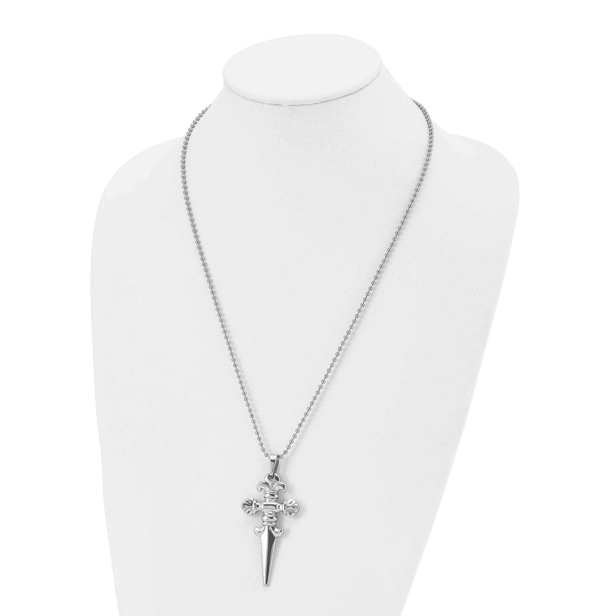 Polished Dagger Pendant Necklace in Stainless Steel