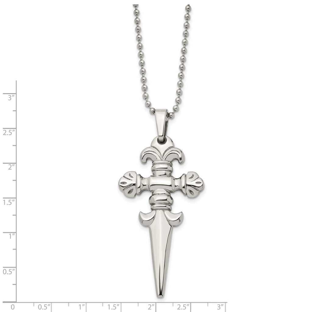 Polished Dagger Pendant Necklace in Stainless Steel