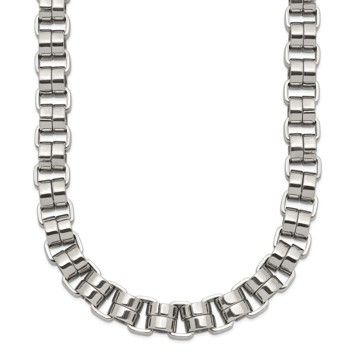 Chisel Stainless Steel Polished 24 inch Circular Link Necklace