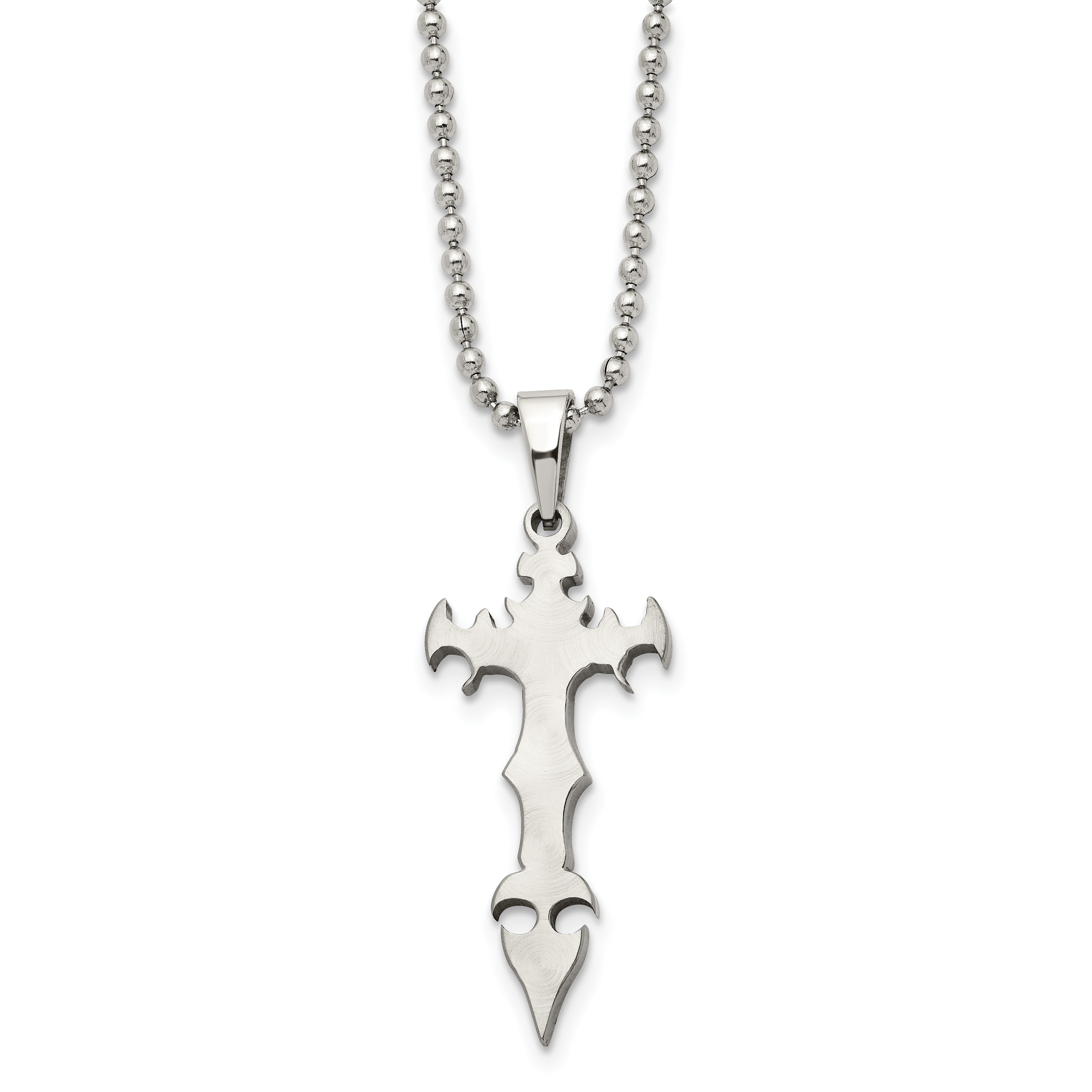 Stainless Steel Brushed Cross Dagger 22in Necklace Main image