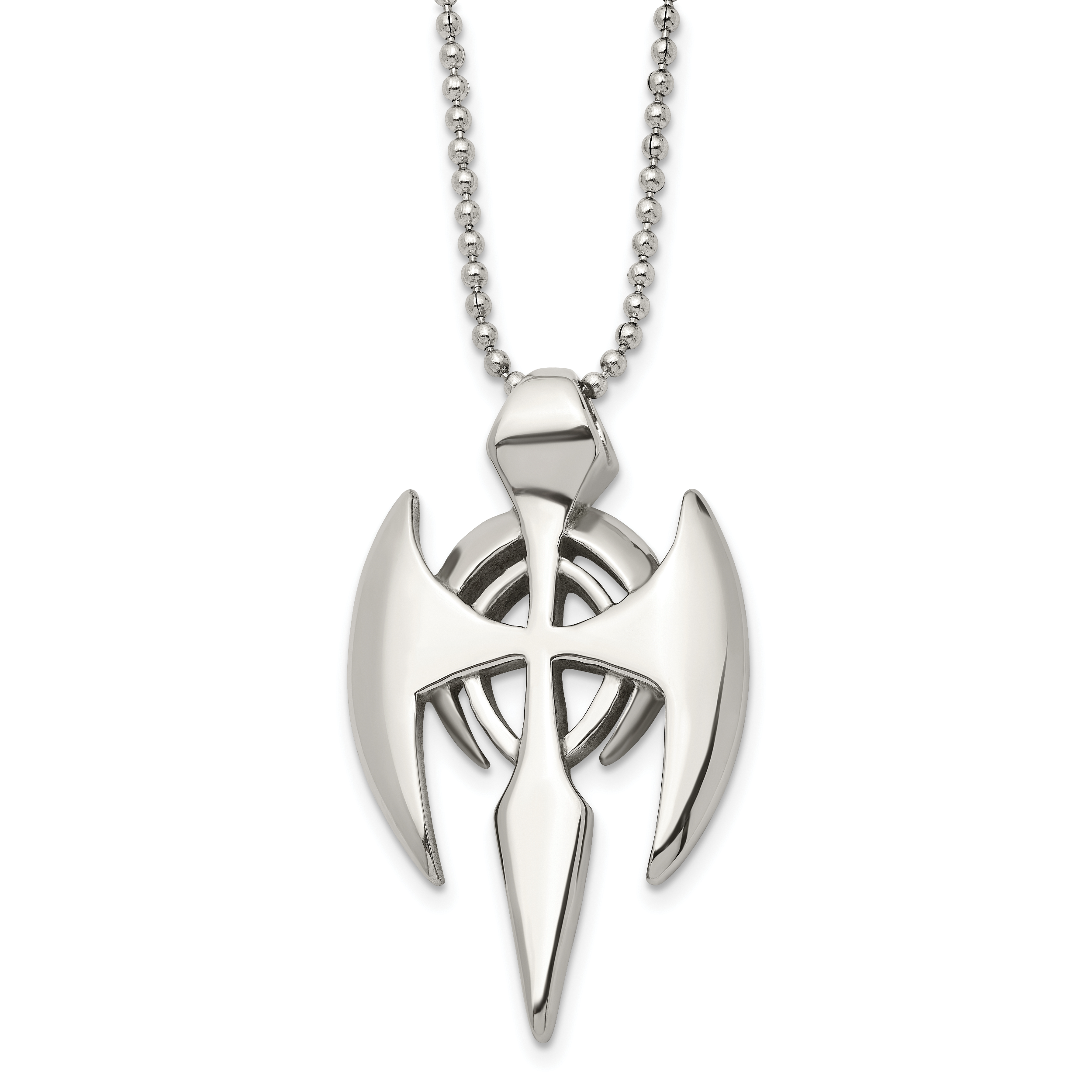 Chisel Stainless Steel Polished Gothic Cross Pendant on a 24 inch Ball Chain Necklace Main image