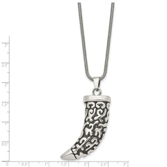 Chisel Stainless Steel Antiqued Polished and Textured Swirl Design Claw Pendant on a 24 inch Rope Chain Necklace
