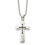 Chisel Stainless Steel Brushed and Polished with Black Rubber Cross Pendant on a 24 inch Ball Chain Necklace
