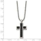 Cross Pendant in Stainless Steel with Black Stingray Inlay