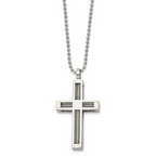 Polished Cross Pendant Necklace in Stainless Steel