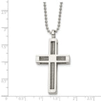 Polished Cross Pendant Necklace in Stainless Steel