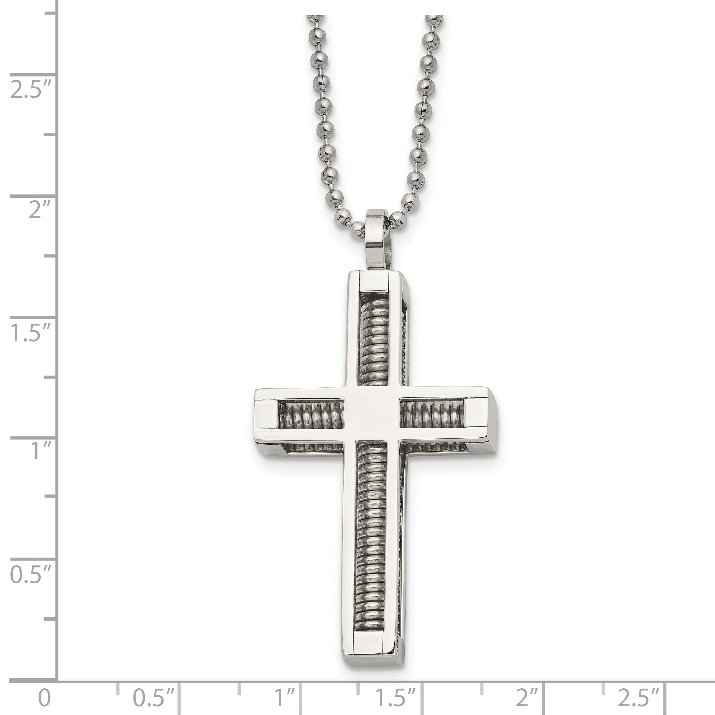 Polished Cross Pendant Necklace in Stainless Steel