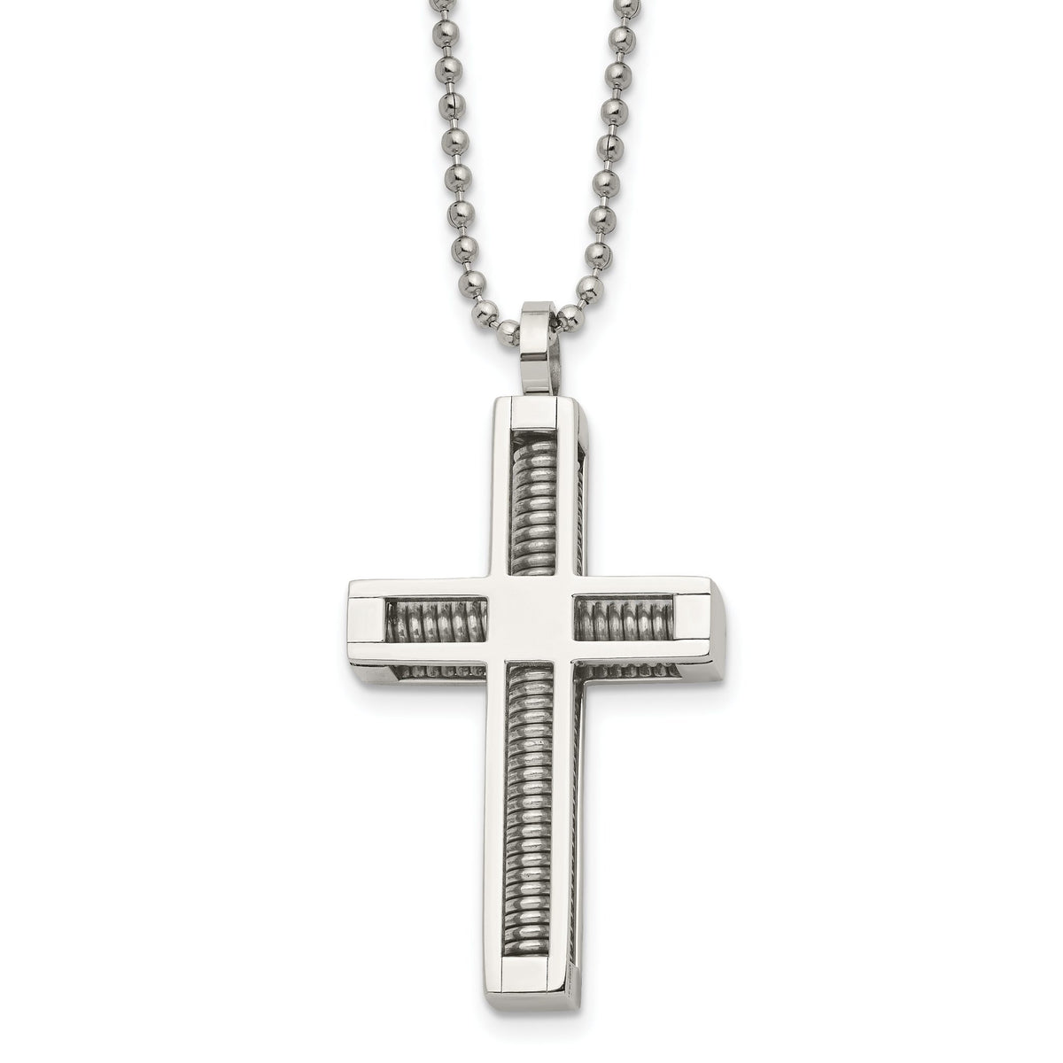Chisel Cross Necklace in Stainless Steel, 24 Inch - Sophia Jewelers Main image