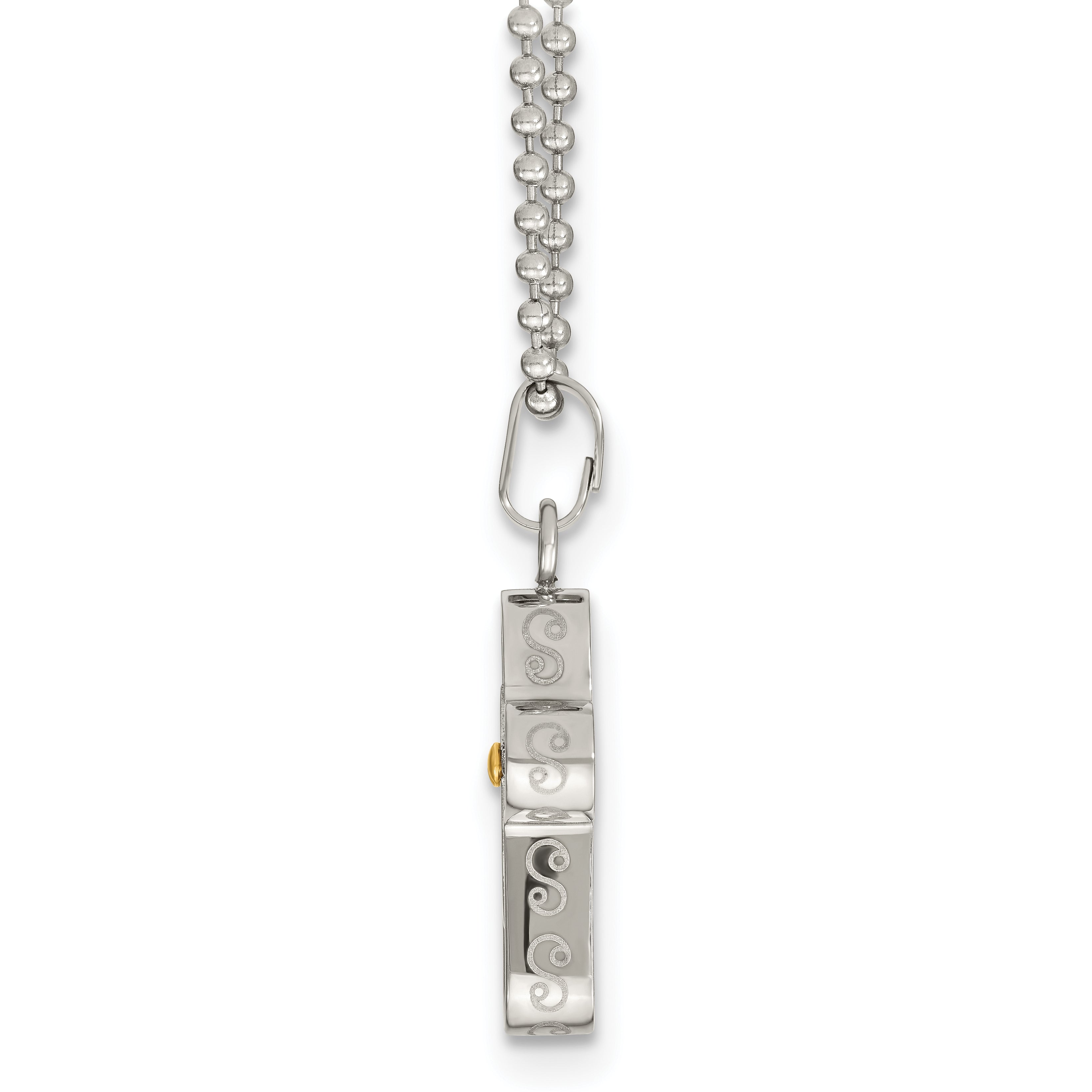 Chisel Stainless Steel Polished Black and Yellow IP-plated Cross Pendant on a 22 inch Ball Chain Necklace
