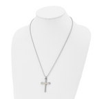 Diamond-Cut Cross Pendant Necklace in Stainless Steel & 14K Gold