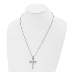 Chisel Stainless Steel Polished with 14k Gold Accent .02 carat Diamond Cross Pendant on a 22 inch Ball Chain Necklace