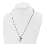 Brushed & Polished Cross Pendant Necklace in Stainless Steel