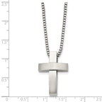 Brushed & Polished Cross Pendant Necklace in Stainless Steel