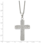 CZ Cross Pendant Necklace in Stainless Steel, 22"