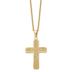 CZ Cross Pendant Necklace in Gold-Tone Stainless Steel, 22"