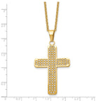 CZ Cross Pendant Necklace in Gold-Tone Stainless Steel, 22"
