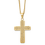Chisel Stainless Steel Polished Yellow IP-plated with CZ Cross Pendant on a 22 inch Cable Chain Necklace