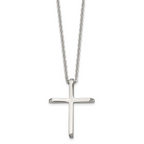 Cross Pendant Necklace in Stainless Steel with CZ