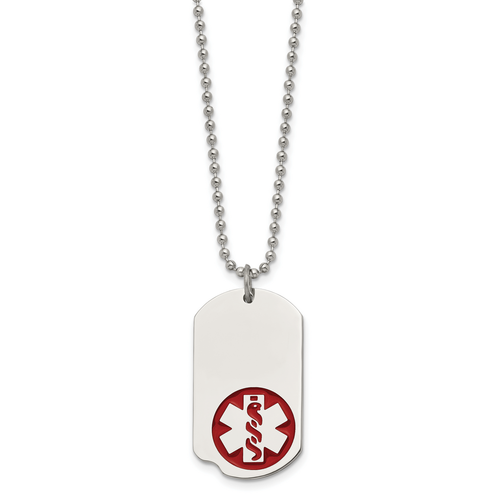 Medical ID Dog Tag Necklace in Stainless Steel