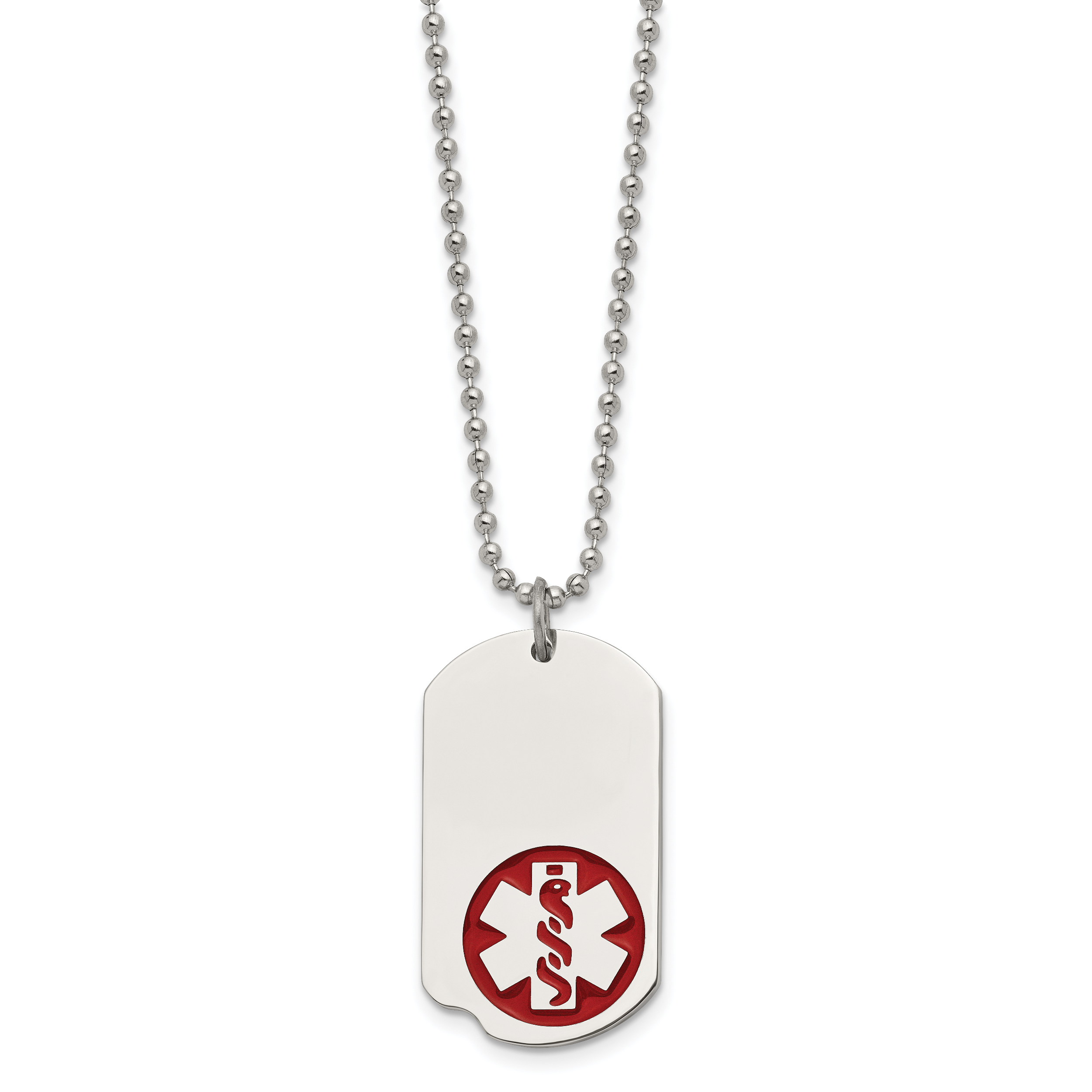 Medical ID Dog Tag Necklace in Stainless Steel