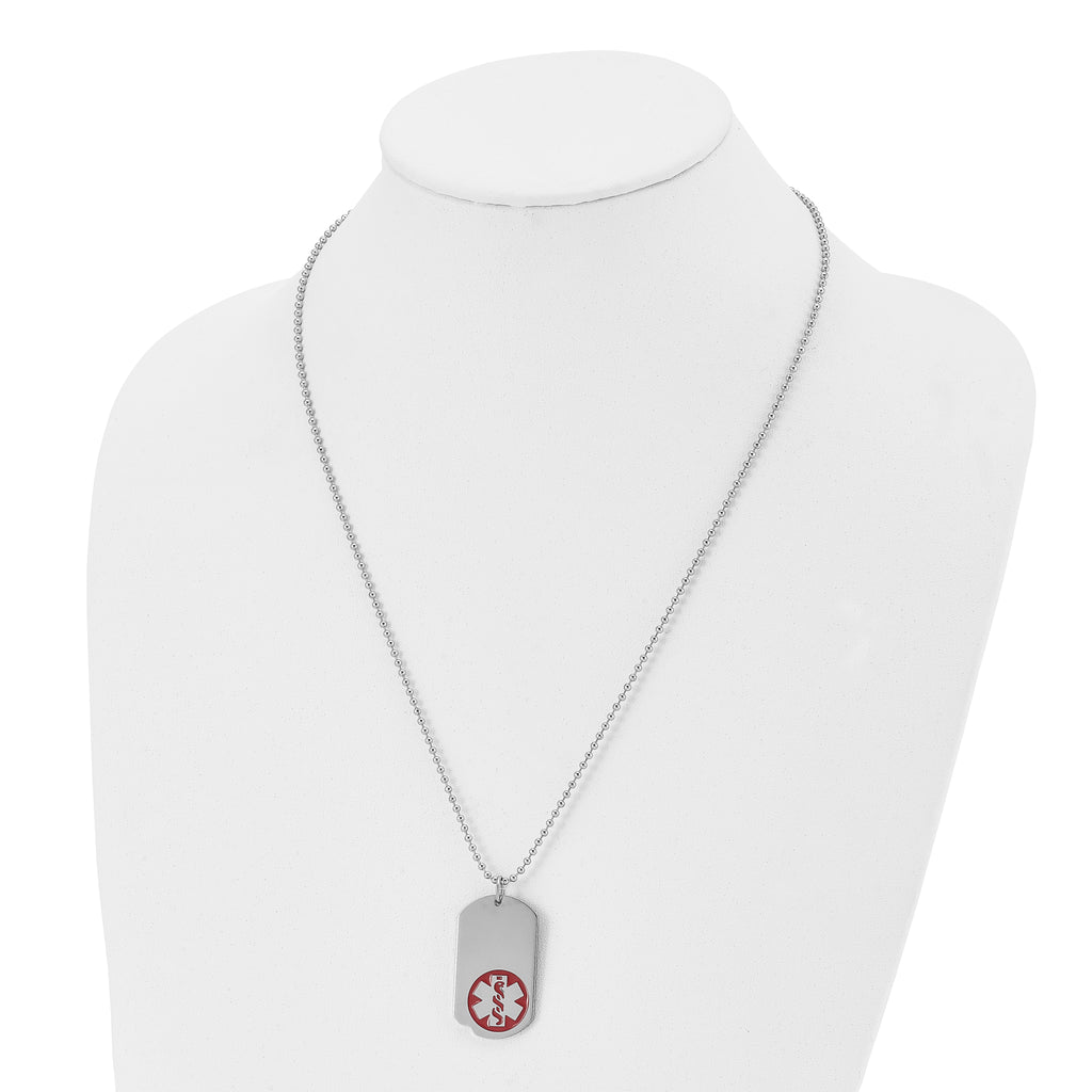Medical ID Dog Tag Necklace in Stainless Steel