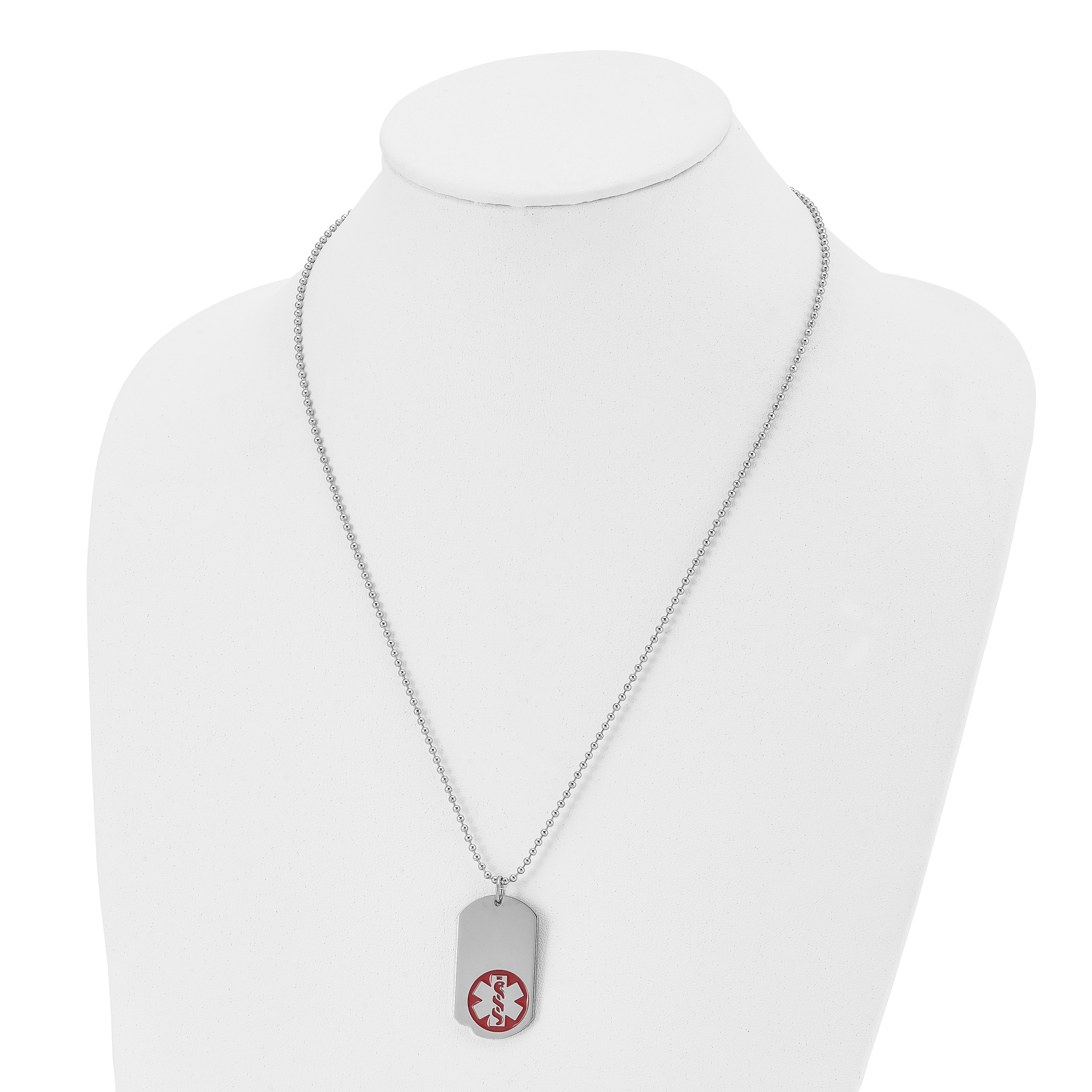 Medical ID Dog Tag Necklace in Stainless Steel