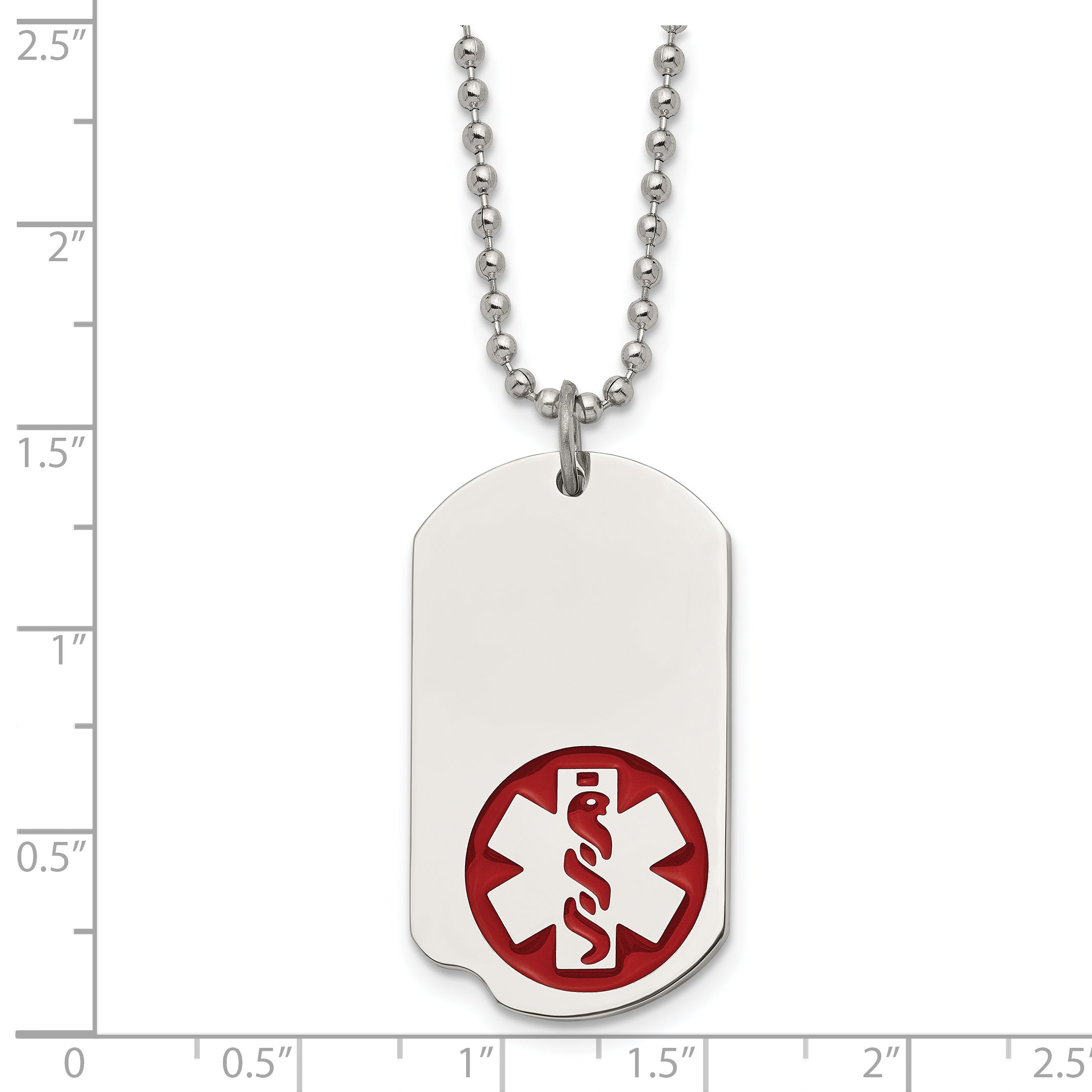 Medical ID Dog Tag Necklace in Stainless Steel
