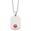 Chisel Stainless Steel Polished with Red Enamel Medical ID Dog Tag on a 24 inch Ball Chain Necklace