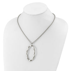 Stainless Steel Hammered Oval Pendant with 2 inch ext Necklace