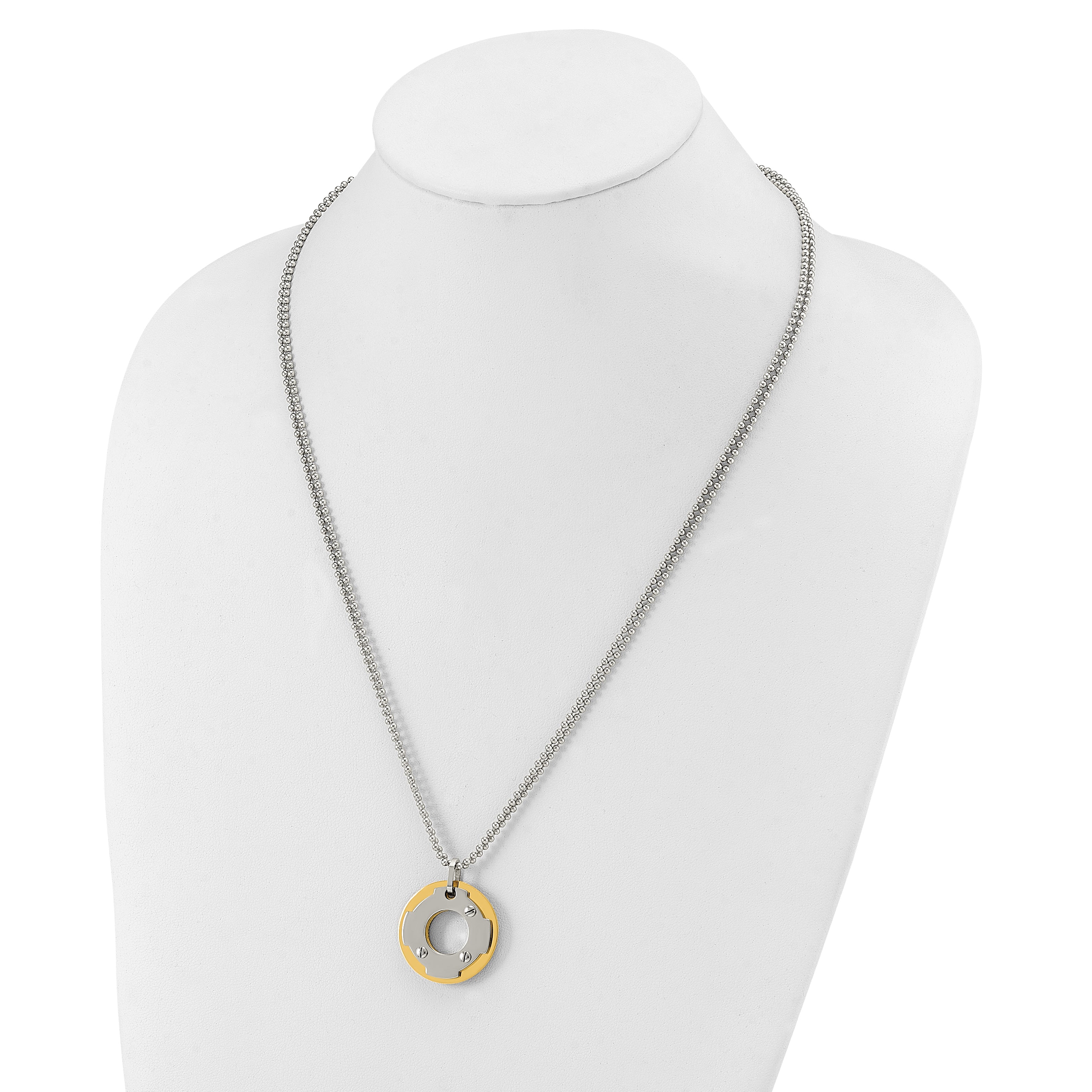 Yellow IP-Plated Circle Double Necklace in Stainless Steel