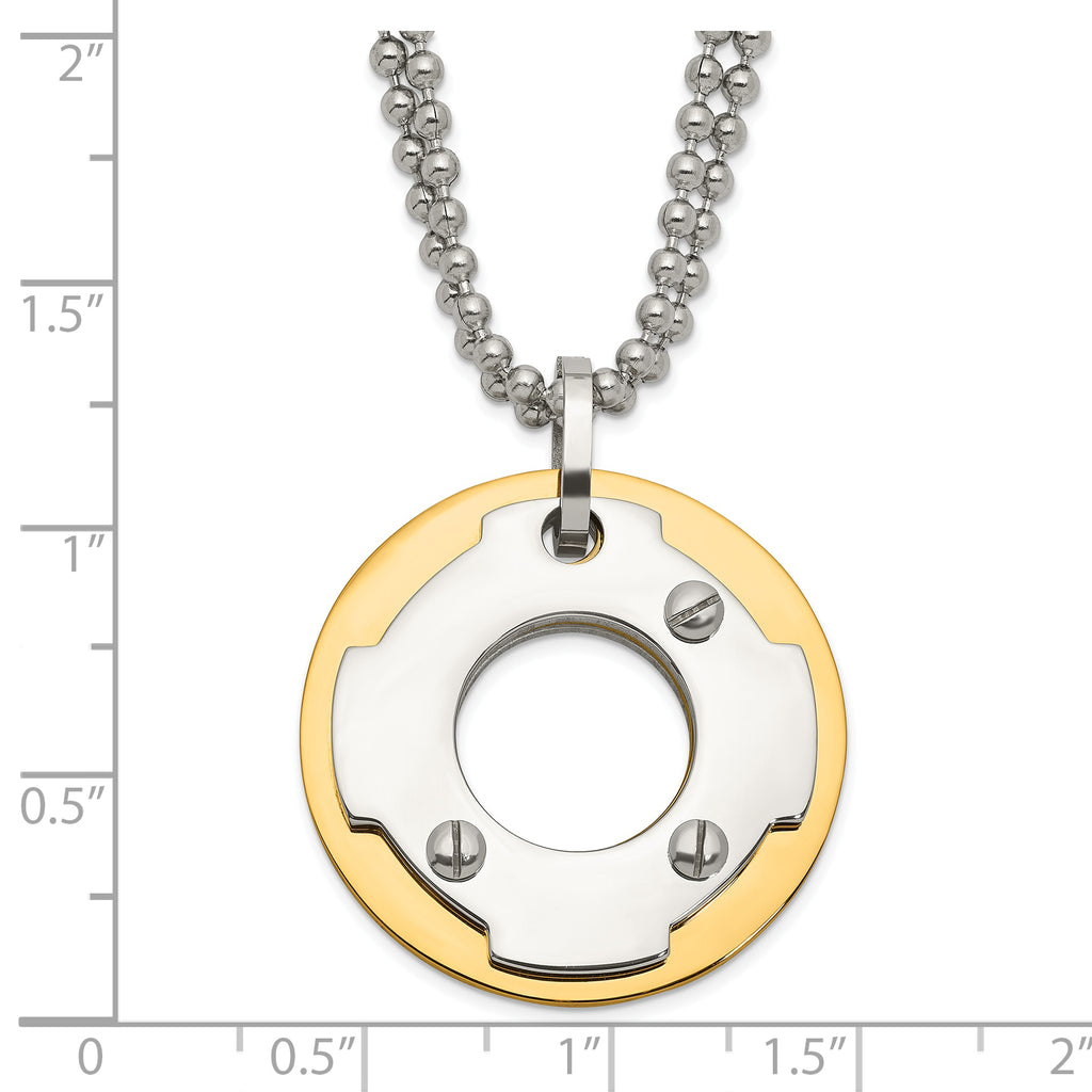 Yellow IP-Plated Circle Double Necklace in Stainless Steel
