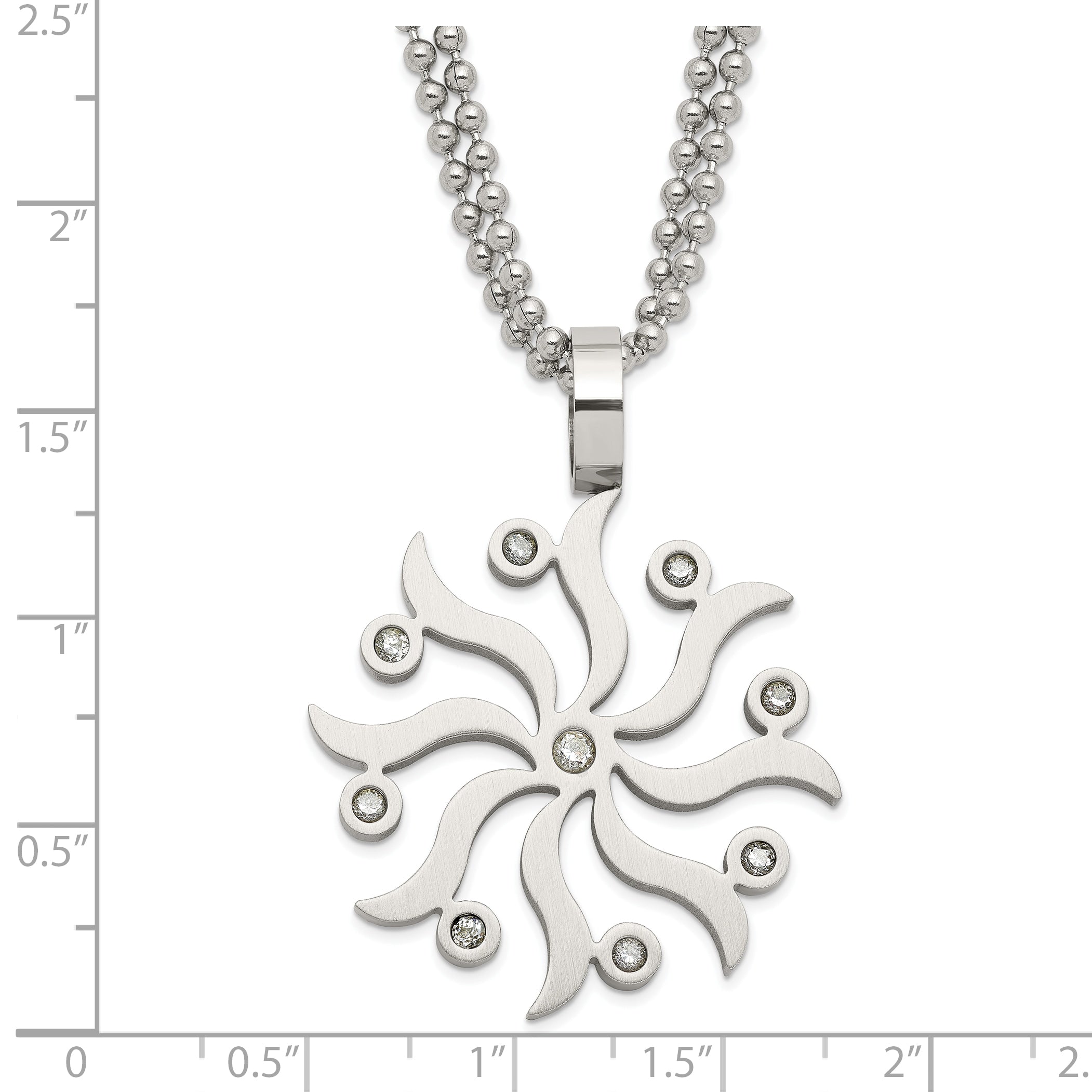 Stainless Steel Snowflake w/ CZs 22in Necklace