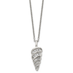 Shell Necklace with CZ in Stainless Steel, 22in