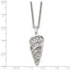 Shell Necklace with CZ in Stainless Steel, 22in
