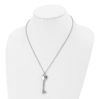 CZ Heart Key Pendant Necklace in Stainless Steel